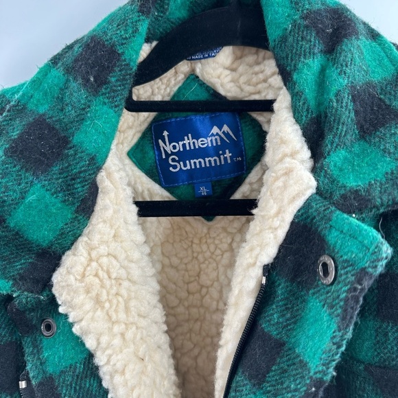 Vintage Northern Summit Plaid Flannel Sherpa Lined Full Zip Wool Work Jacket - Picture 3 of 7